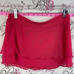 Aqua funky Neon pink fit-and flared flowy lightweight mini skirt summerwear mesh